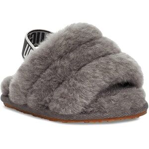 UGG Fluff Yeah Slides Gray Genuine Sheepskin Slipper Baby Size 6
